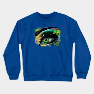 female eye splash watercolor Crewneck Sweatshirt